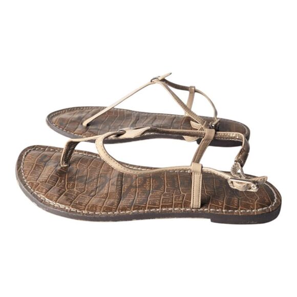 SAM EDELMAN Gigi Tan Patent Leather T Sandal Size 8M - Picture 3 of 7